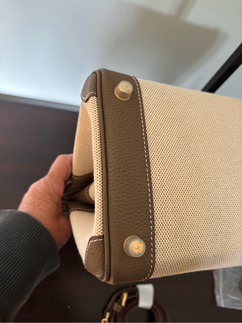 Leather and Canvas Handbag - Picture 3 of 10